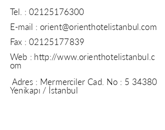 Orient Mintur Hotel iletiim bilgileri